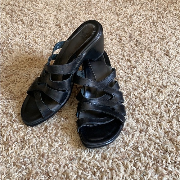 Dansko black leather heeled slides - Picture 2 of 7
